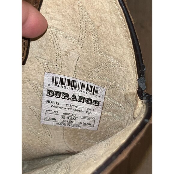 Durango Tan Leather Western Cowboy Boots Size 6.5 M Womens - Picture 7 of 11